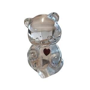 Fenton Birthstone Bear Art Glass Red Heart Figurine Jan July Paperweight 3.5"